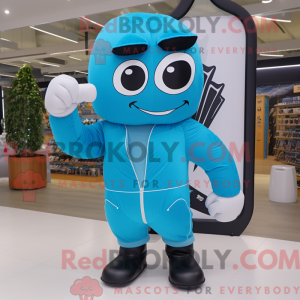 Cyan boksehandske maskot...