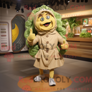 Tan Cabbage mascottekostuum...