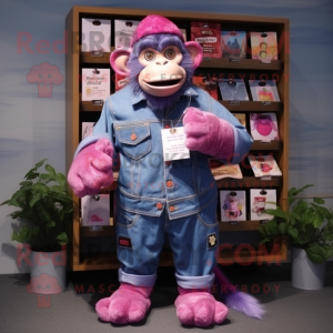 Magenta chimpanse maskot...