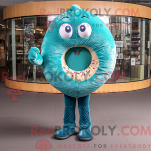 Teal Donut Maskottchen...