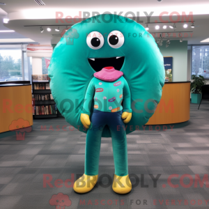 Teal Donut mascottekostuum...