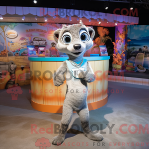 Sølv Meerkat maskot kostume...