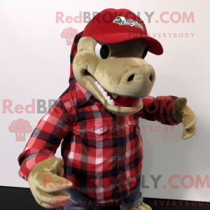 Rød Iguanodon maskot...