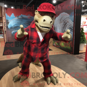 Rød Iguanodon maskot...