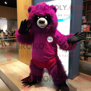 Magenta Sloth Bear maskot...