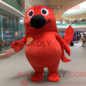 Rød laks maskot kostume...