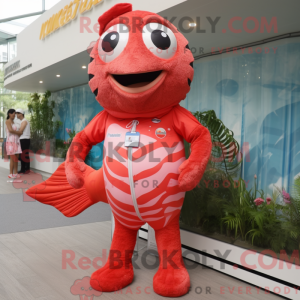 Rød laks maskot kostume...