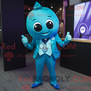 Cyan Ray maskotdraktfigure...