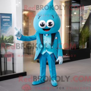 Cyan Ray mascot costume...