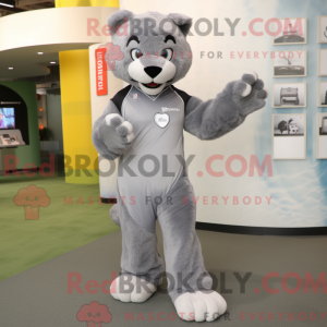 Grå Puma maskot kostume...