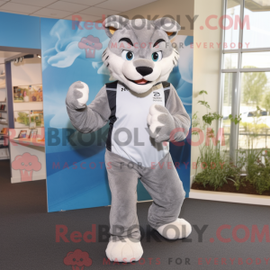 Grå Puma-maskotdraktfigur...