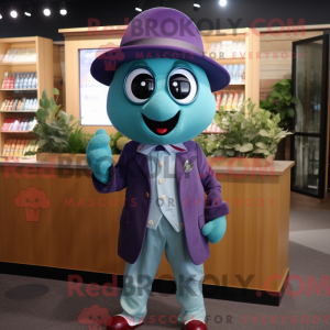 Teal Grape maskotdraktfigur...
