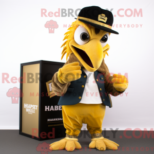 Gold Harpy maskot kostume...