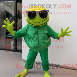 Grønn krabbmaskotdraktfigur...