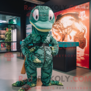 Python maskotdräkt klädd i overall och hårklämmor - Python Mascots - REBROKO_335612 - RedBrokoly.com