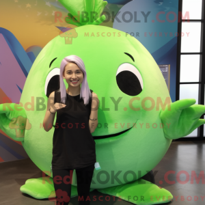 Lime Green Narwhal mascot...