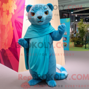 Himmelblå Jaguarundi maskot...