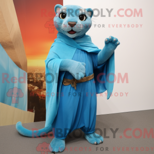 Himmelblå Jaguarundi maskot...