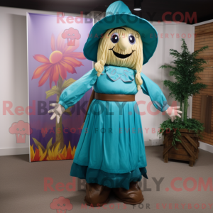 Cyan fugleskræmsel maskot...