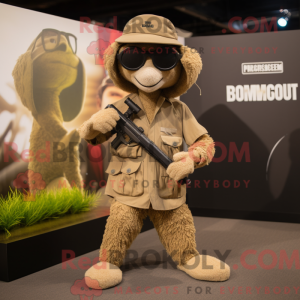 Tan Sniper maskot kostume...