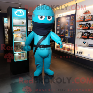 Cyaan Ninja mascottekostuum...