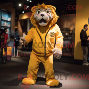 Gul Smilodon maskot kostume...