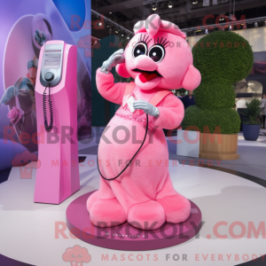 Pink telefon maskot kostume...