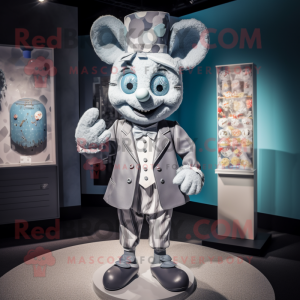 Gray Candy mascot costume character dressed with a Playsuit and Ties