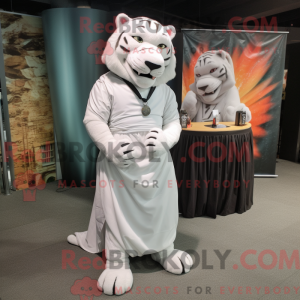Hvit tigermaskotdraktfigur...
