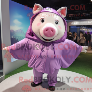 Lavender Pig mascot costume...