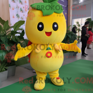 Fantasia de mascote de morango amarelo com macacão e luvas - Mascotes de morango - REBROKO_336027 - RedBrokoly.com
