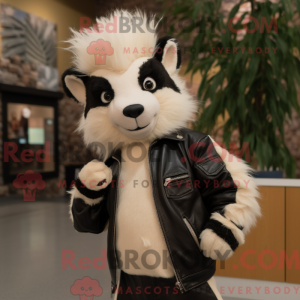 Beige Skunk maskot kostume...
