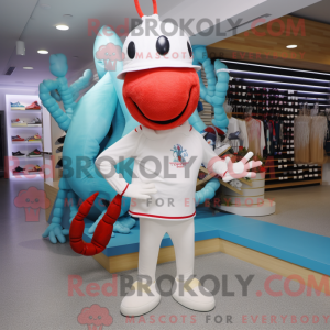 Hvid hummer maskot kostume...