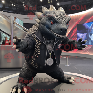 Sort Ankylosaurus maskot...