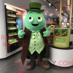 Grøn chokolade maskot...