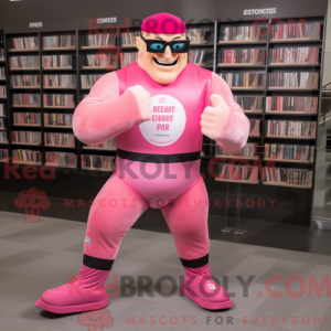 Pink Strongman maskot...