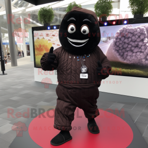 Black Chocolate Bars mascot costume character dressed with a Joggers and Lapel pins