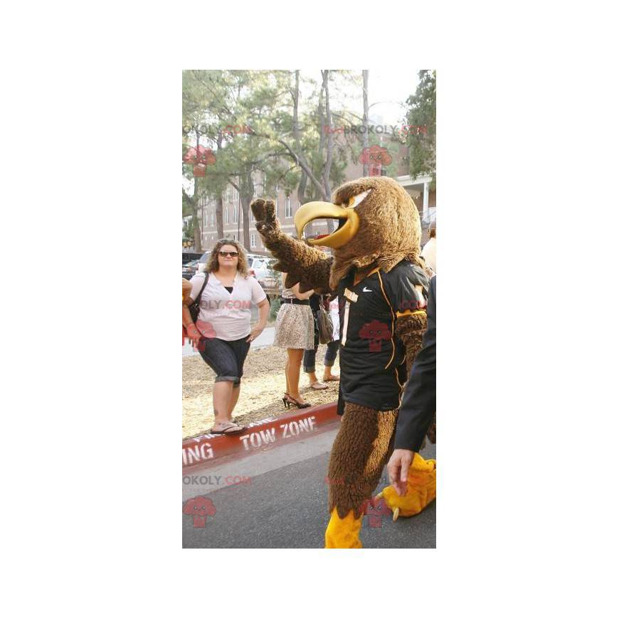 Mascote águia marrom e amarela - Redbrokoly.com