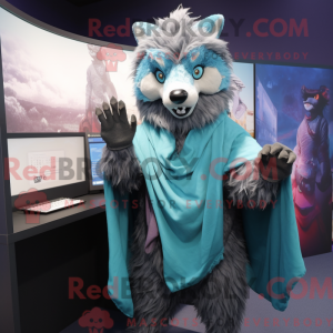 Cyan Werwolf Maskottchen...