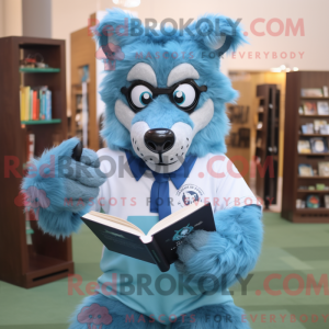 Blå varulv maskot kostume...