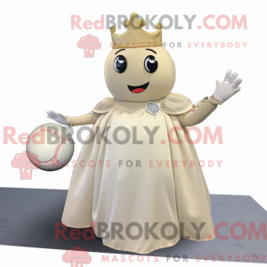 Cream Petanque Ball mascot...