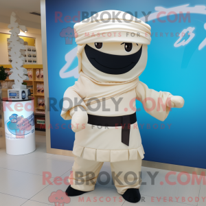 Crème Ninja mascottekostuum...
