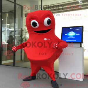 Rød Stingray maskot kostume...