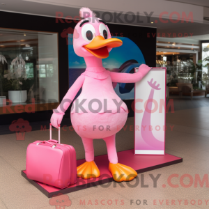 Pink Goose mascot costume...