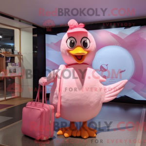 Pink Goose maskot kostyme...