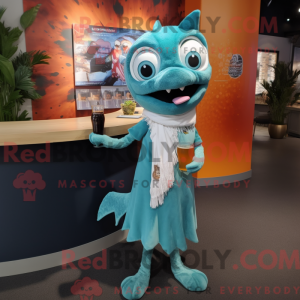 Teal Barracuda Maskottchen...