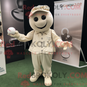 Cream Petanque Ball maskot...