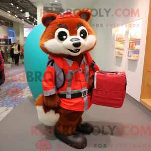 Red Raccoon mascot costume...