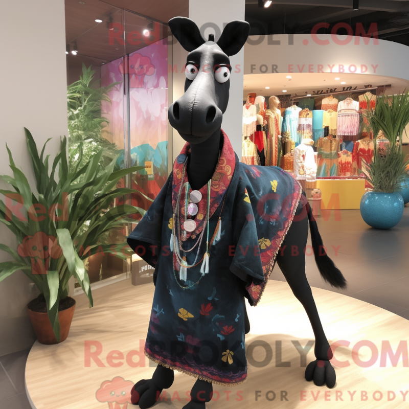 Fantasia de mascote de ocapi preto com calça flare e xales - Mascotes Okapi - REBROKO_336600 - RedBrokoly.com