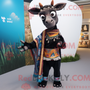 Fantasia de mascote de ocapi preto com calça flare e xales - Mascotes Okapi - REBROKO_336601 - RedBrokoly.com